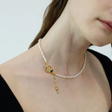 OT Love Lock Pearl Choker Necklace GEMBEA JEWELRY