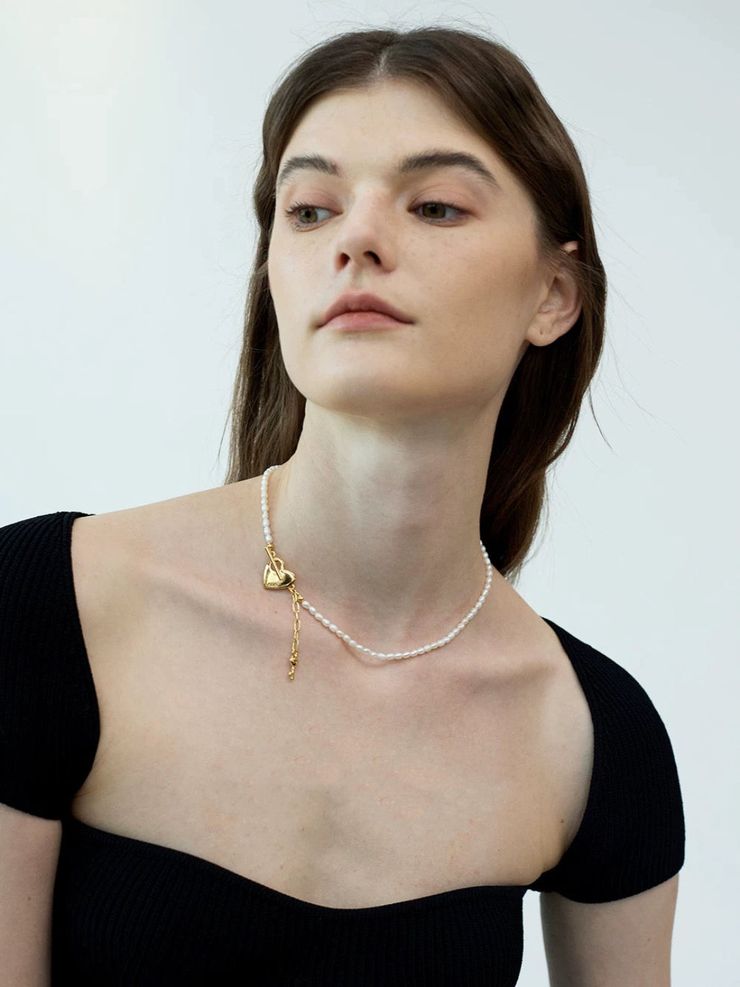 OT Love Lock Pearl Choker Necklace GEMBEA JEWELRY