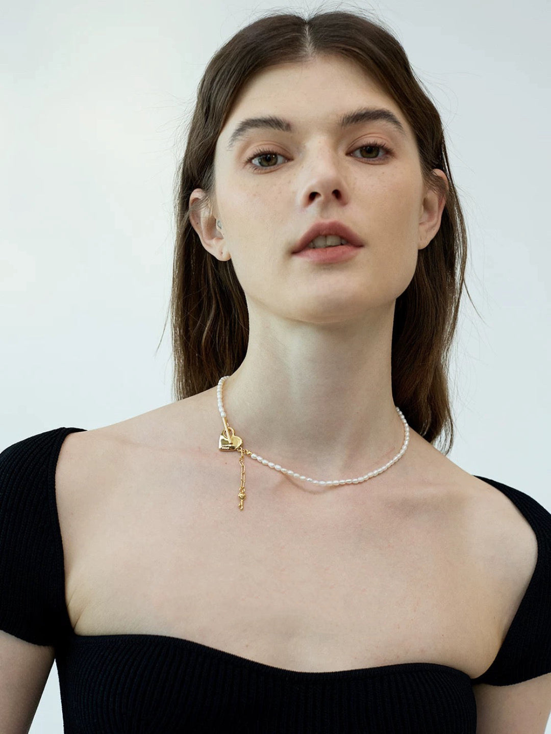 OT Love Lock Pearl Choker Necklace GEMBEA JEWELRY