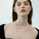OT Love Lock Pearl Choker Necklace GEMBEA JEWELRY