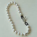 OT Black Spinel Baroque Pearl Weaving Choker Necklace gembea jewelry