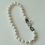 OT Black Spinel Baroque Pearl Weaving Choker Necklace gembea jewelry