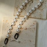 OT Black Spinel Baroque Pearl Weaving Choker Necklace gembea jewelry