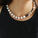 OT Black Spinel Baroque Pearl Weaving Choker Necklace gembea jewelry