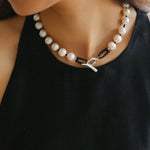 OT Black Spinel Baroque Pearl Weaving Choker Necklace gembea jewelry