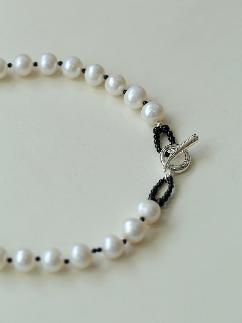 OT Black Spinel Baroque Pearl Weaving Choker Necklace gembea jewelry