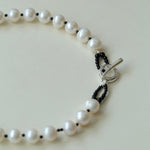 OT Black Spinel Baroque Pearl Weaving Choker Necklace gembea jewelry