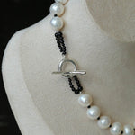 OT Black Spinel Baroque Pearl Weaving Choker Necklace gembea jewelry