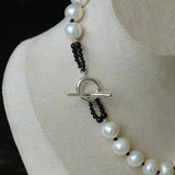 OT Black Spinel Baroque Pearl Weaving Choker Necklace gembea jewelry