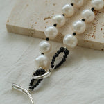 OT Black Spinel Baroque Pearl Weaving Choker Necklace gembea jewelry
