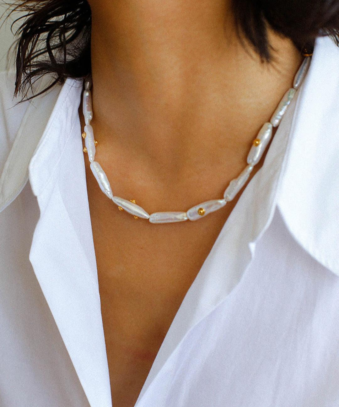 OT Buckle Baroque Pearl Stack Matching Necklace - Gembea Jewelry