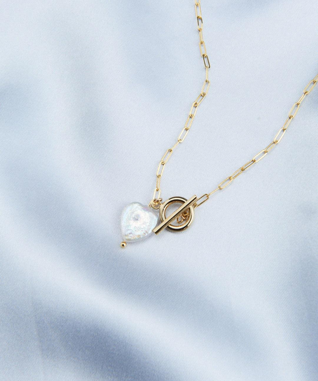 OT Buckle Love Baroque Pearl Chain Necklace - Gembea Jewelry
