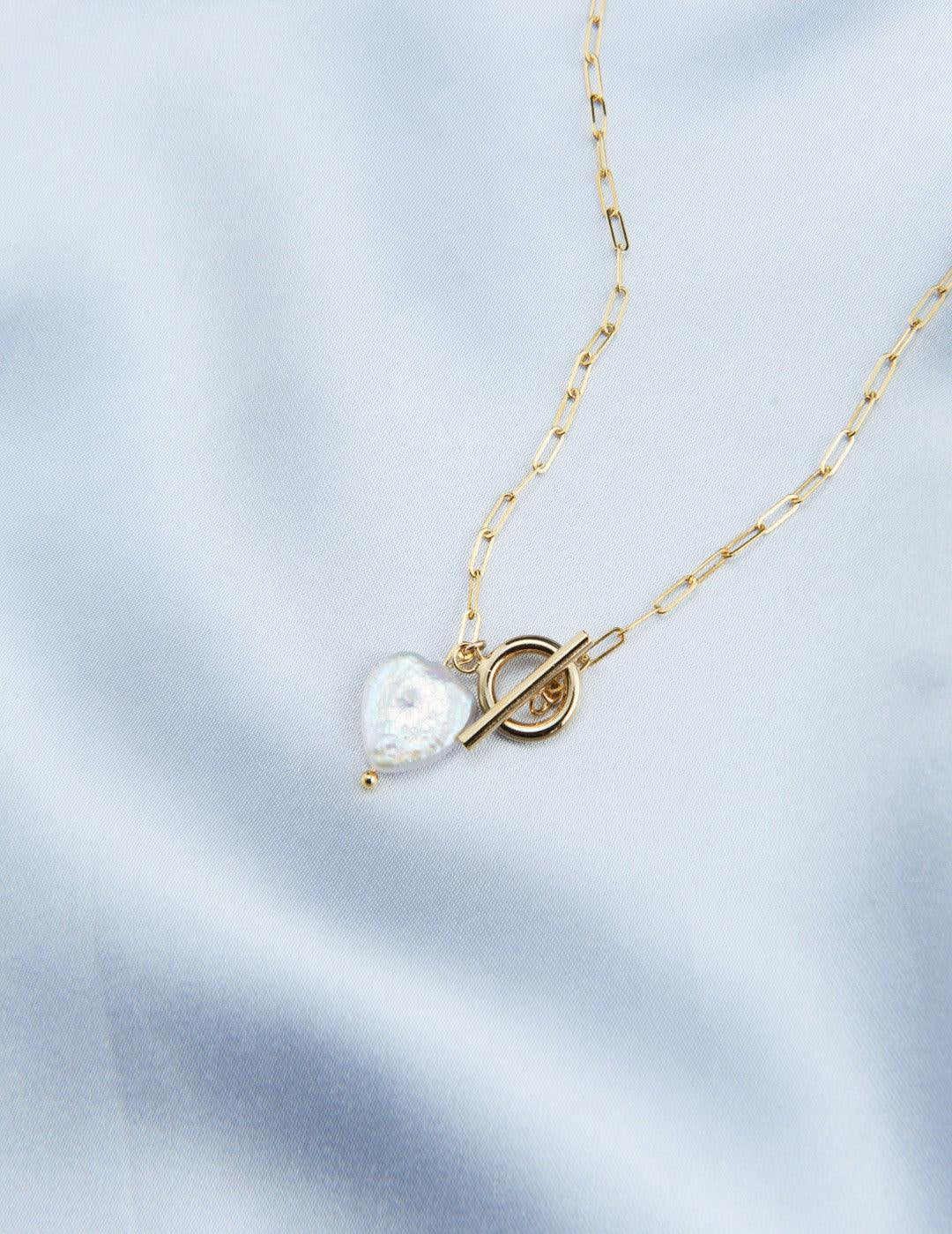 OT Buckle Love Baroque Pearl Chain Necklace - Gembea Jewelry