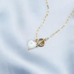 OT Buckle Love Baroque Pearl Chain Necklace - Gembea Jewelry