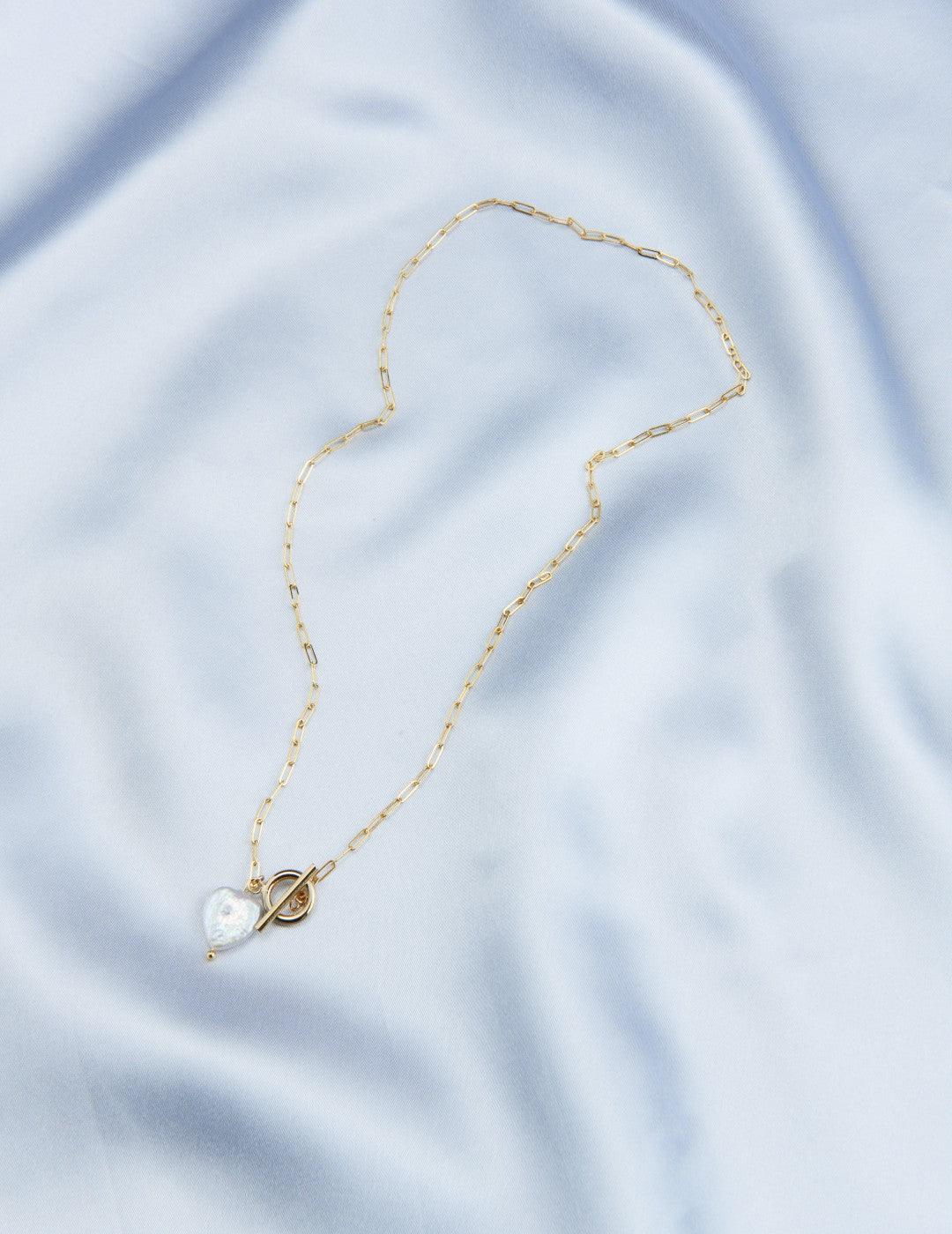 OT Buckle Love Baroque Pearl Chain Necklace - Gembea Jewelry