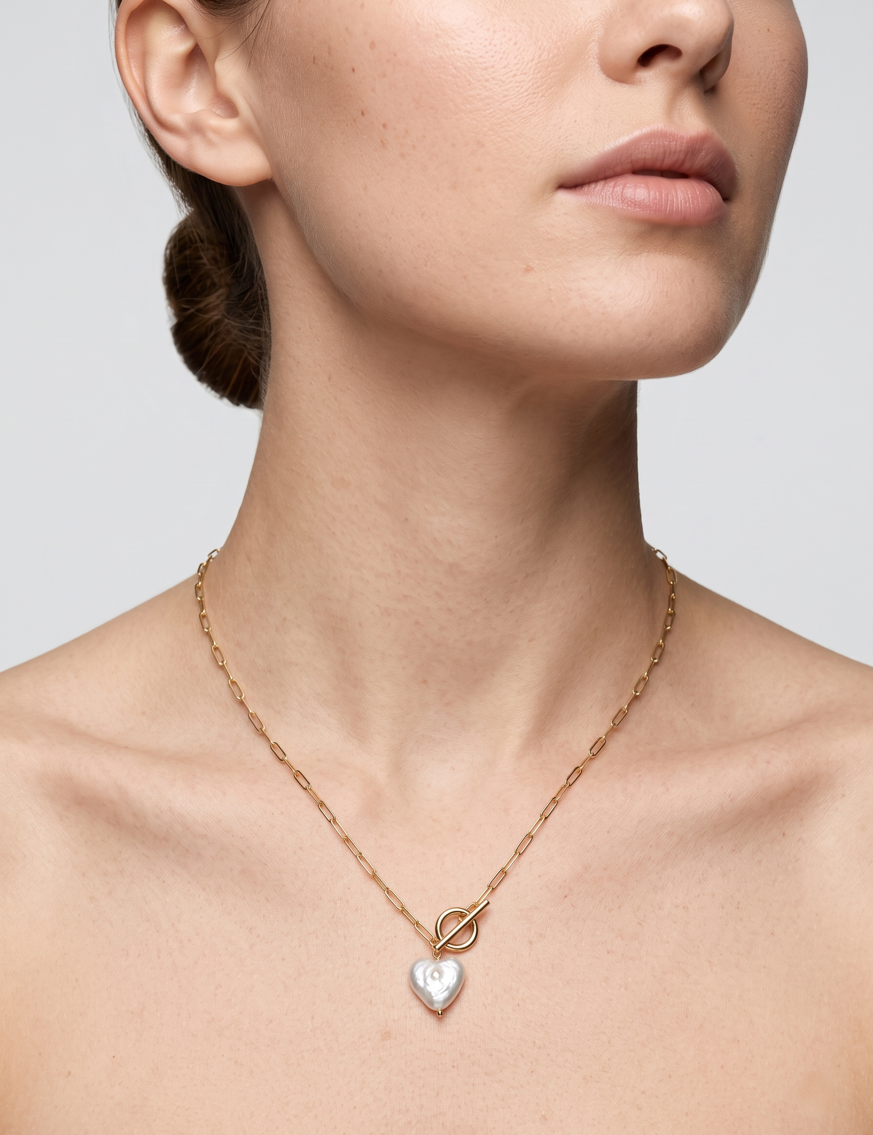OT Buckle Love Baroque Pearl Chain Necklace gembea jewelry