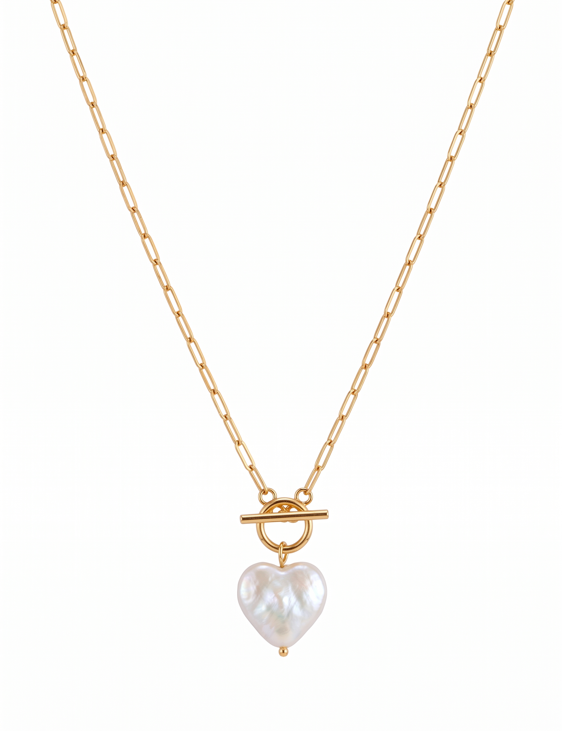 OT Buckle Love Baroque Pearl Chain Necklace gembea jewelry