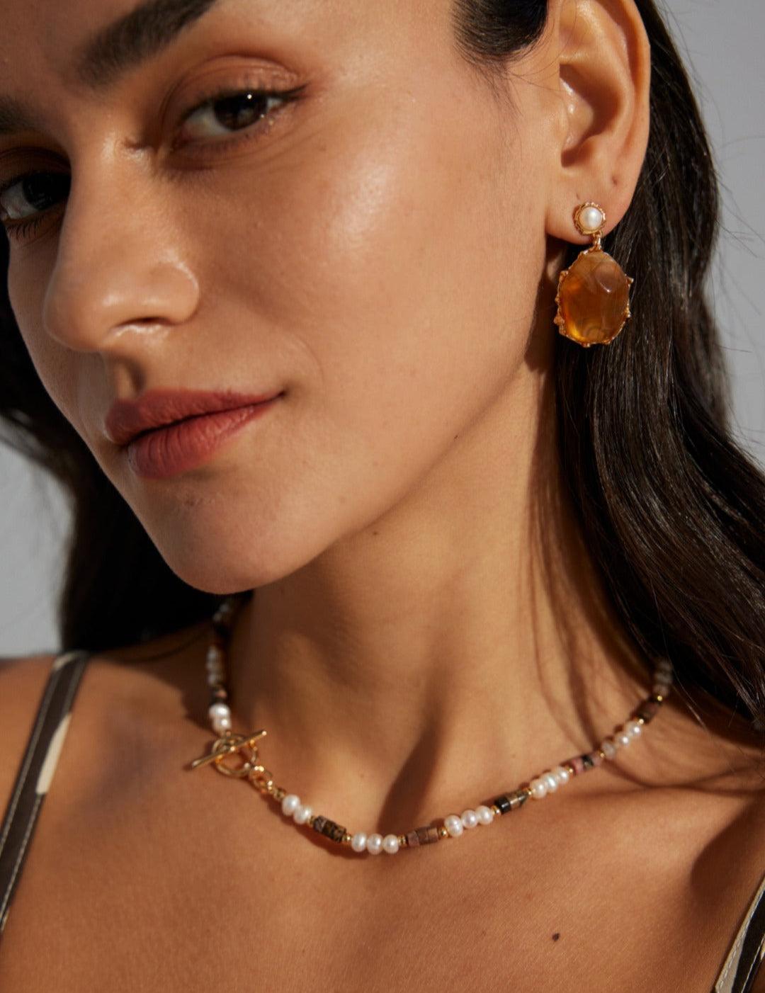 OT Buckle Tiger Eye Gemstone Beaded Necklaces - Gembea Jewelry