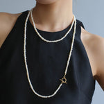OT Clasp Long Minimalist Pearl Beaded Necklace-Gembea Jewelry