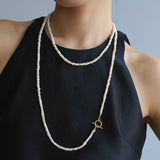OT Clasp Long Minimalist Pearl Beaded Necklace-Gembea Jewelry