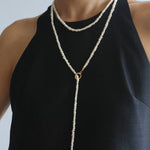 OT Clasp Long Minimalist Pearl Beaded Necklace-Gembea Jewelry