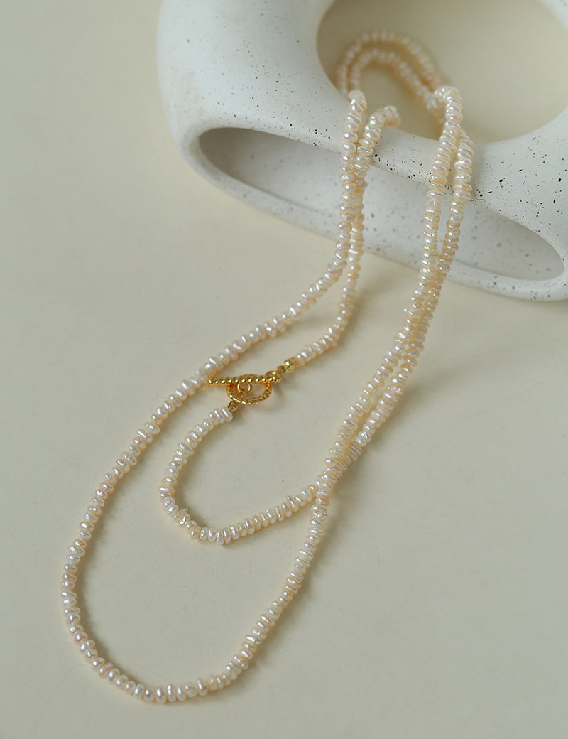OT Clasp Long Minimalist Pearl Beaded Necklace-Gembea Jewelry