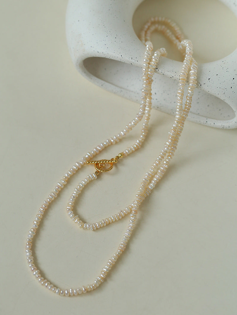 OT Clasp Long Minimalist Pearl Beaded Necklace-Gembea Jewelry