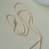 OT Clasp Long Minimalist Pearl Beaded Necklace-Gembea Jewelry