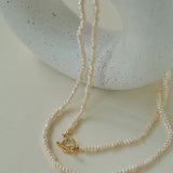 OT Clasp Long Minimalist Pearl Beaded Necklace-Gembea Jewelry