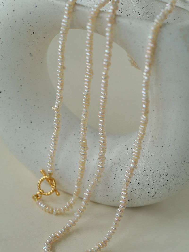 OT Clasp Long Minimalist Pearl Beaded Necklace-Gembea Jewelry