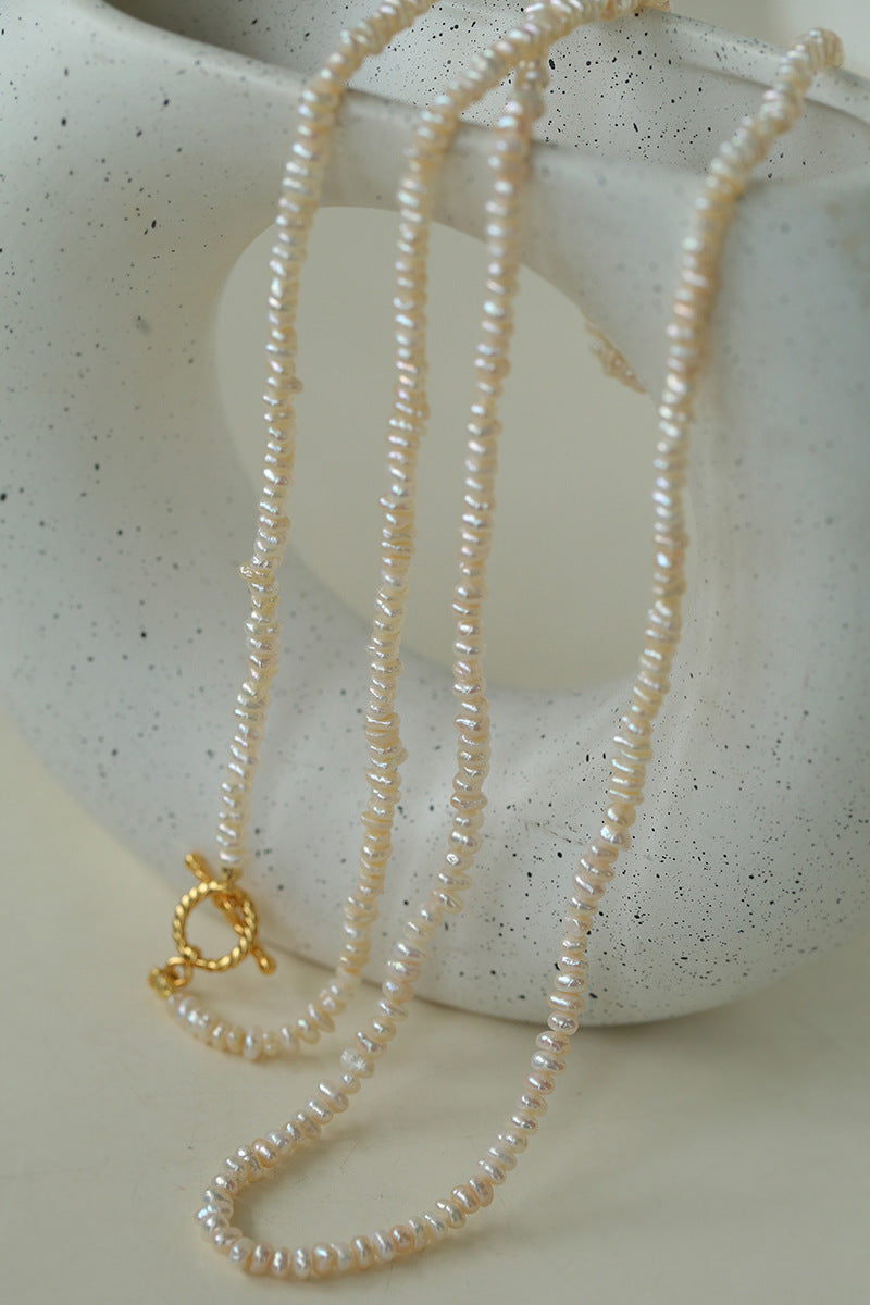 OT Clasp Long Minimalist Pearl Beaded Necklace-Gembea Jewelry
