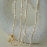 OT Clasp Long Minimalist Pearl Beaded Necklace-Gembea Jewelry