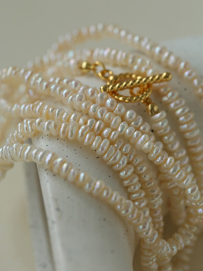 OT Clasp Long Minimalist Pearl Beaded Necklace-Gembea Jewelry