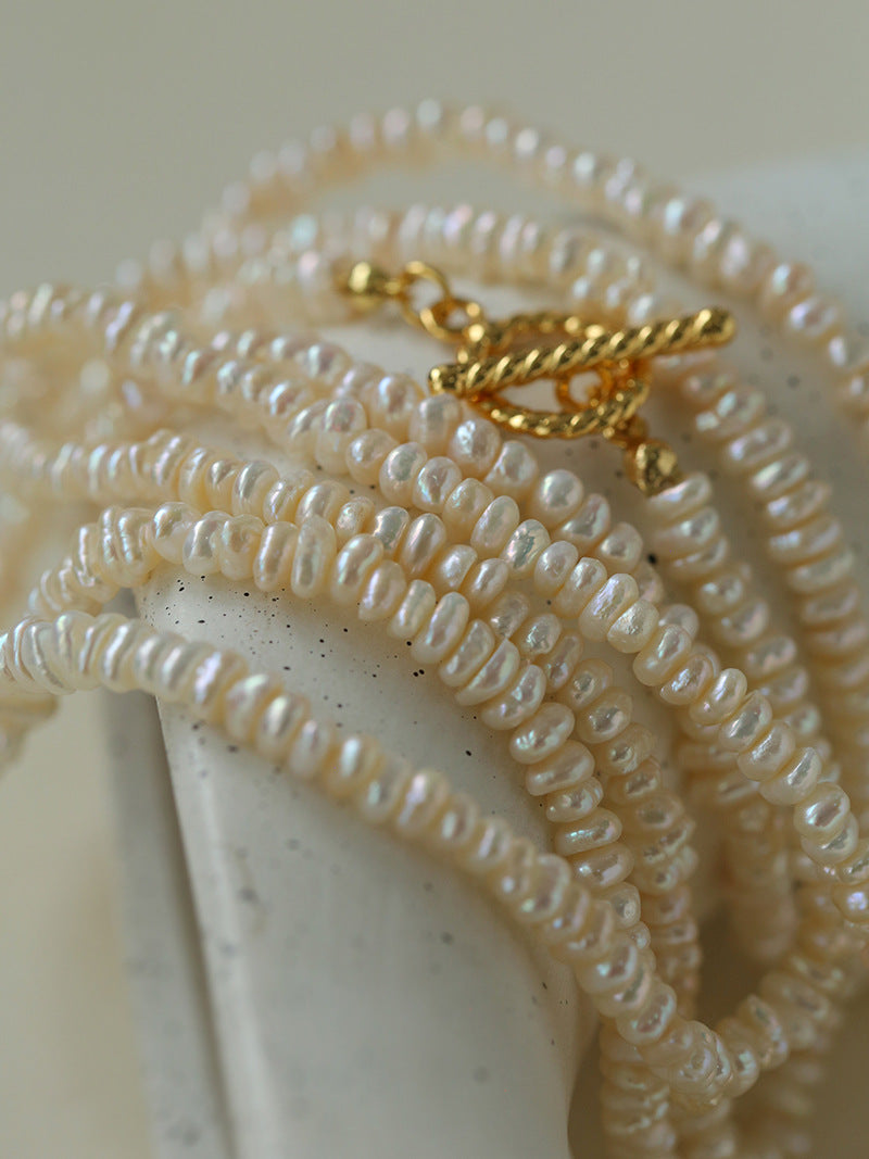 OT Clasp Long Minimalist Pearl Beaded Necklace-Gembea Jewelry