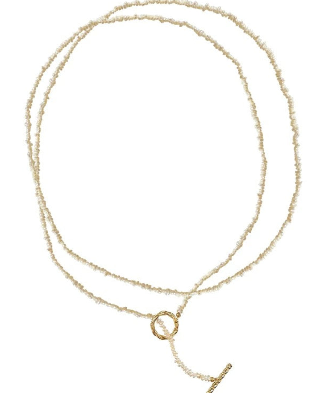 OT Clasp Long Minimalist Pearl Beaded Necklace gembea jewelry