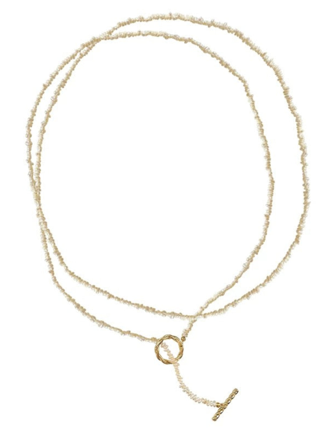 OT Clasp Long Minimalist Pearl Beaded Necklace gembea jewelry