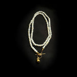 OT Gold Ball Pendant Pearl Beaded Necklace gembea jewelry
