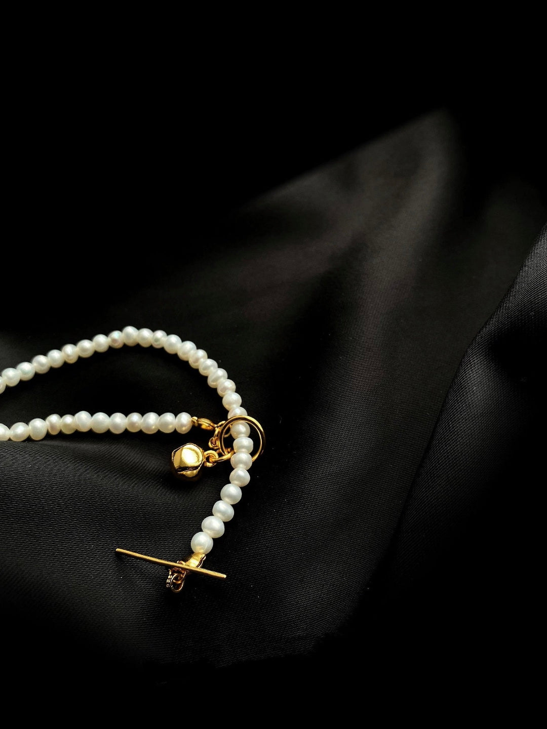 OT Gold Ball Pendant Pearl Beaded Necklace gembea jewelry