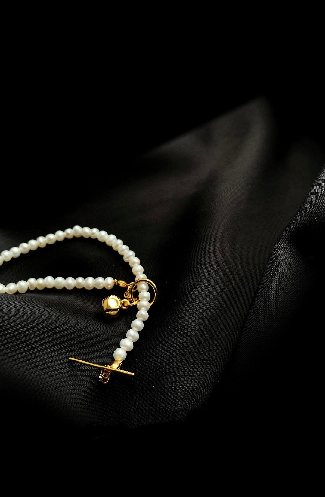 OT Gold Ball Pendant Pearl Beaded Necklace gembea jewelry