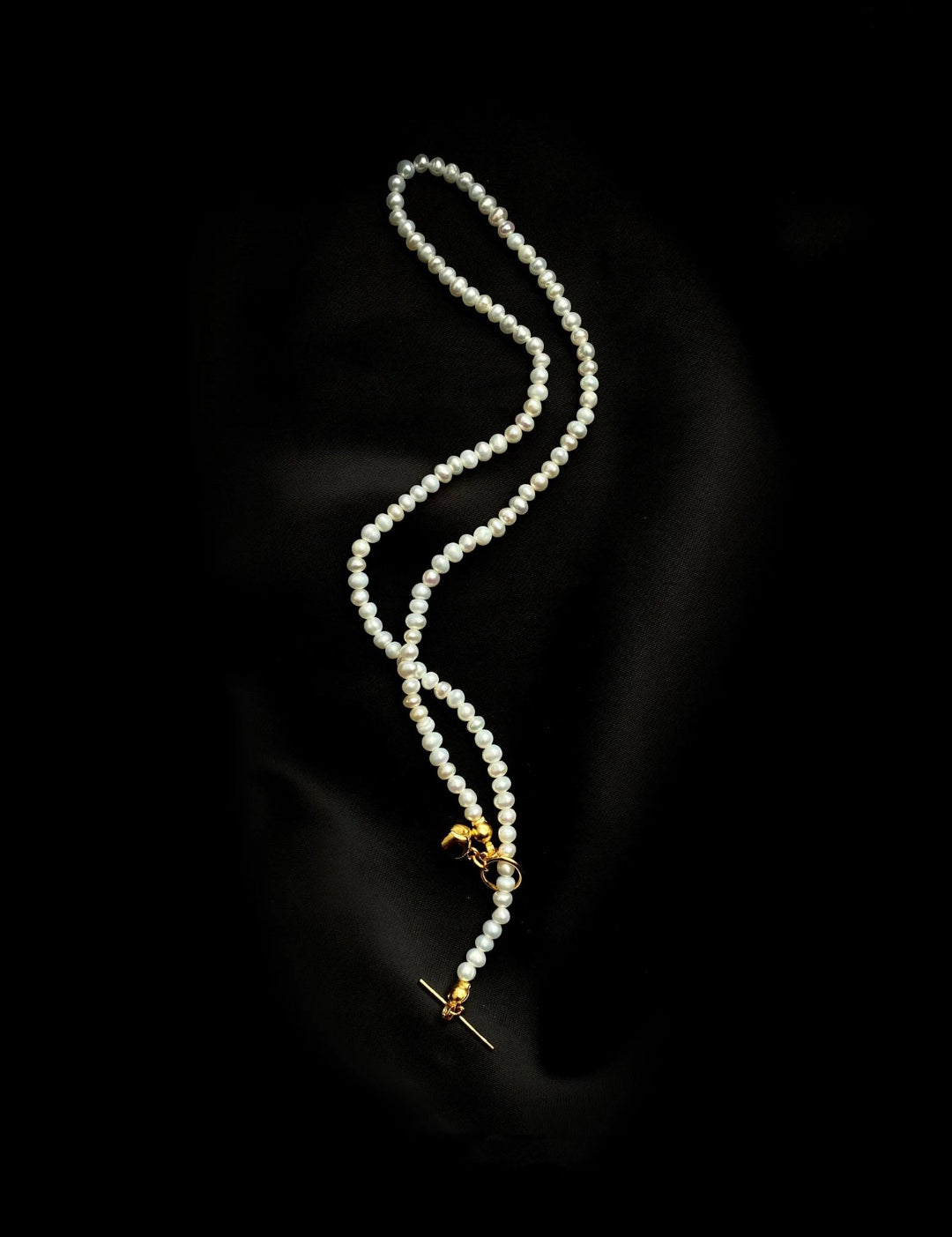OT Gold Ball Pendant Pearl Beaded Necklace gembea jewelry