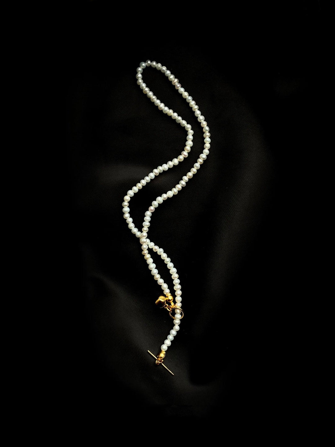 OT Gold Ball Pendant Pearl Beaded Necklace gembea jewelry