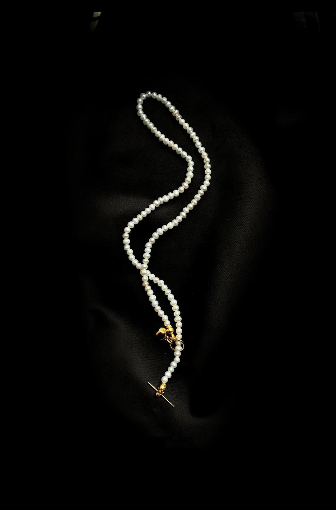 OT Gold Ball Pendant Pearl Beaded Necklace gembea jewelry
