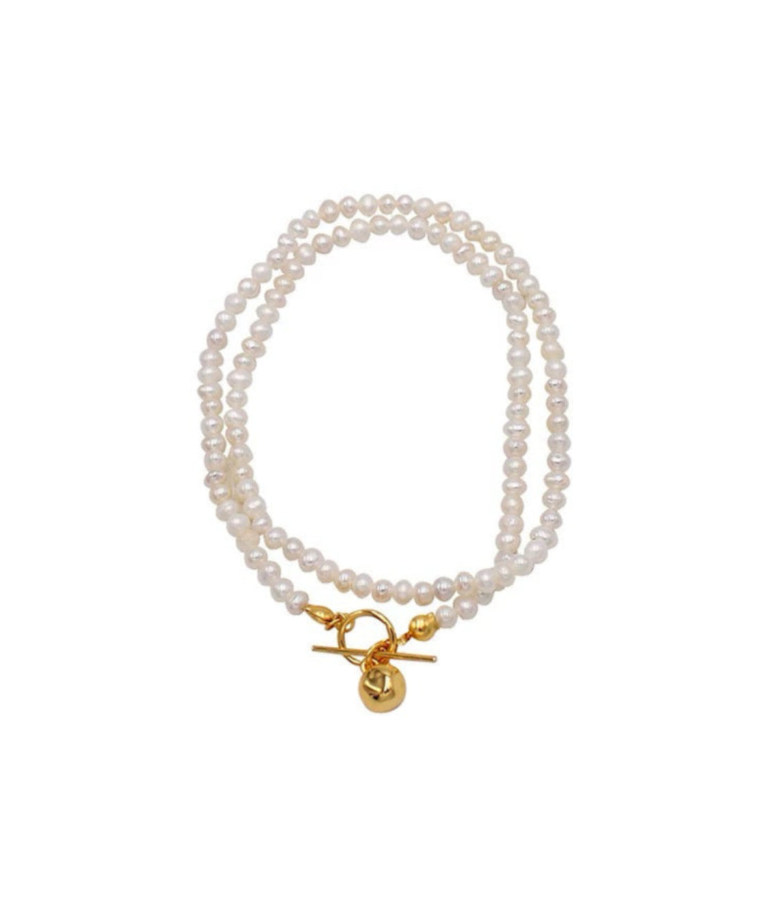 OT Gold Ball Pendant Pearl Beaded Necklace gembea jewelry