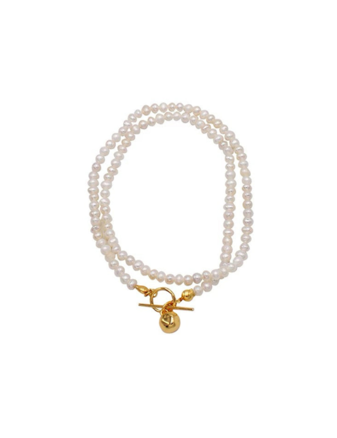 OT Gold Ball Pendant Pearl Beaded Necklace gembea jewelry