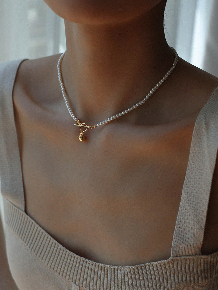 OT Gold Ball Pendant Pearl Beaded Necklace gembea jewelry