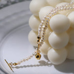 OT Gold Ball Pendant Pearl Beaded Necklace gembea jewelry