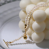 OT Gold Ball Pendant Pearl Beaded Necklace gembea jewelry