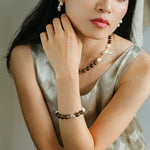 OT Tiger's Eye Silver Shell Beaded Bracelet gembea jewelry