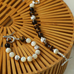 OT Tiger's Eye Silver Shell Beaded Bracelet gembea jewelry