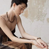 OT Tiger's Eye Silver Shell Beaded Bracelet gembea jewelry
